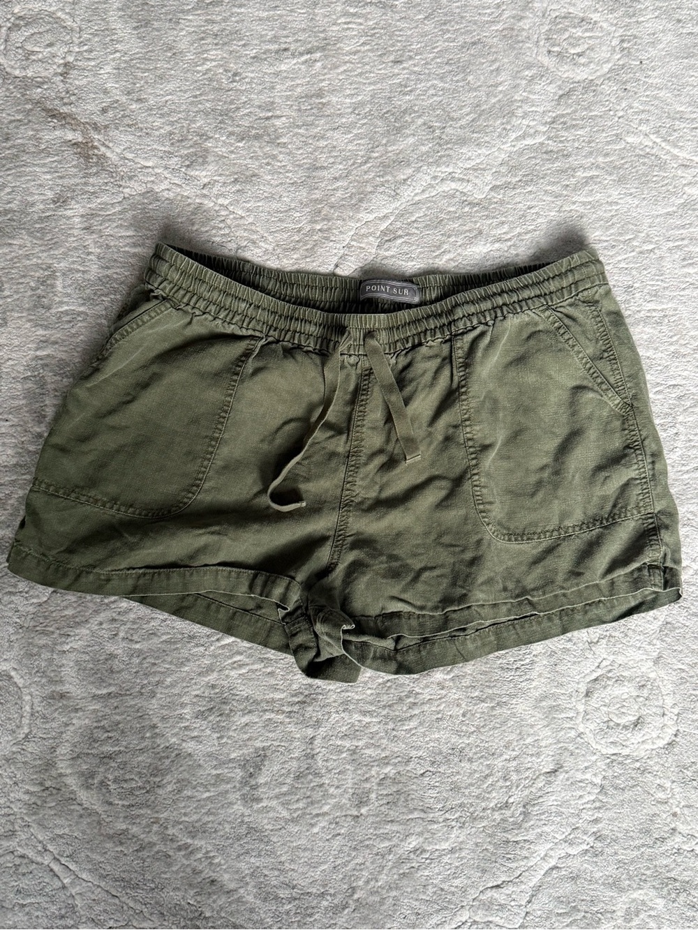 J. Crew Women's Linen blend Olive Drawstring Casual Shorts, size XL